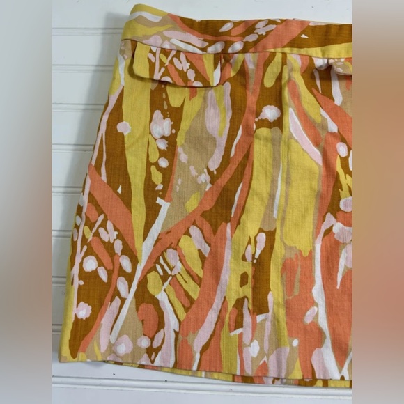 J. Crew Limoncello Mini Skirt Womens Size 8 Orange Yellow Brown Zipper - Picture 4 of 16